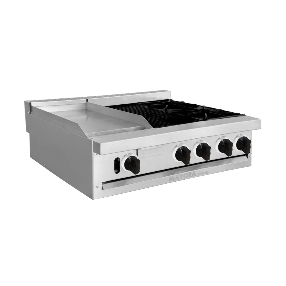 Estufa Modula Triple Plancha + Asador + 2 Quemadores