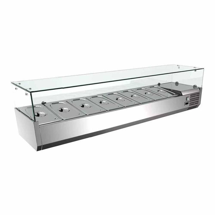 Vitrina Refrigerada Para Ensaladas Y Pizzas Sobre Mesa 8 Insertas