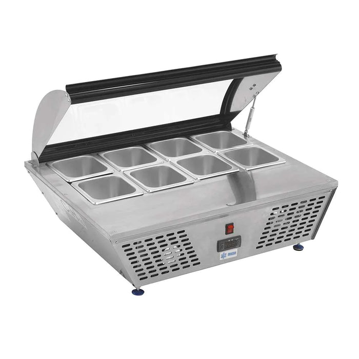 Base Refrigerada De 8 Insertos Sobre Mesa Con Tapa