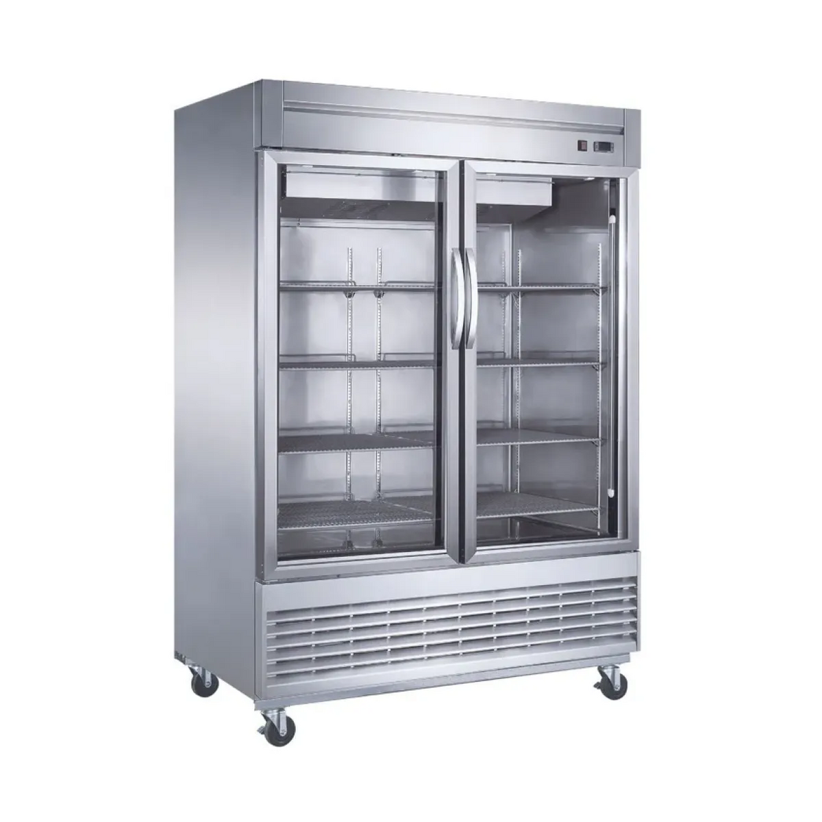 Congelador Vertical Puerta De Cristal En Acero Inoxidable De 47 Pies Cúbicos 2 Puertas